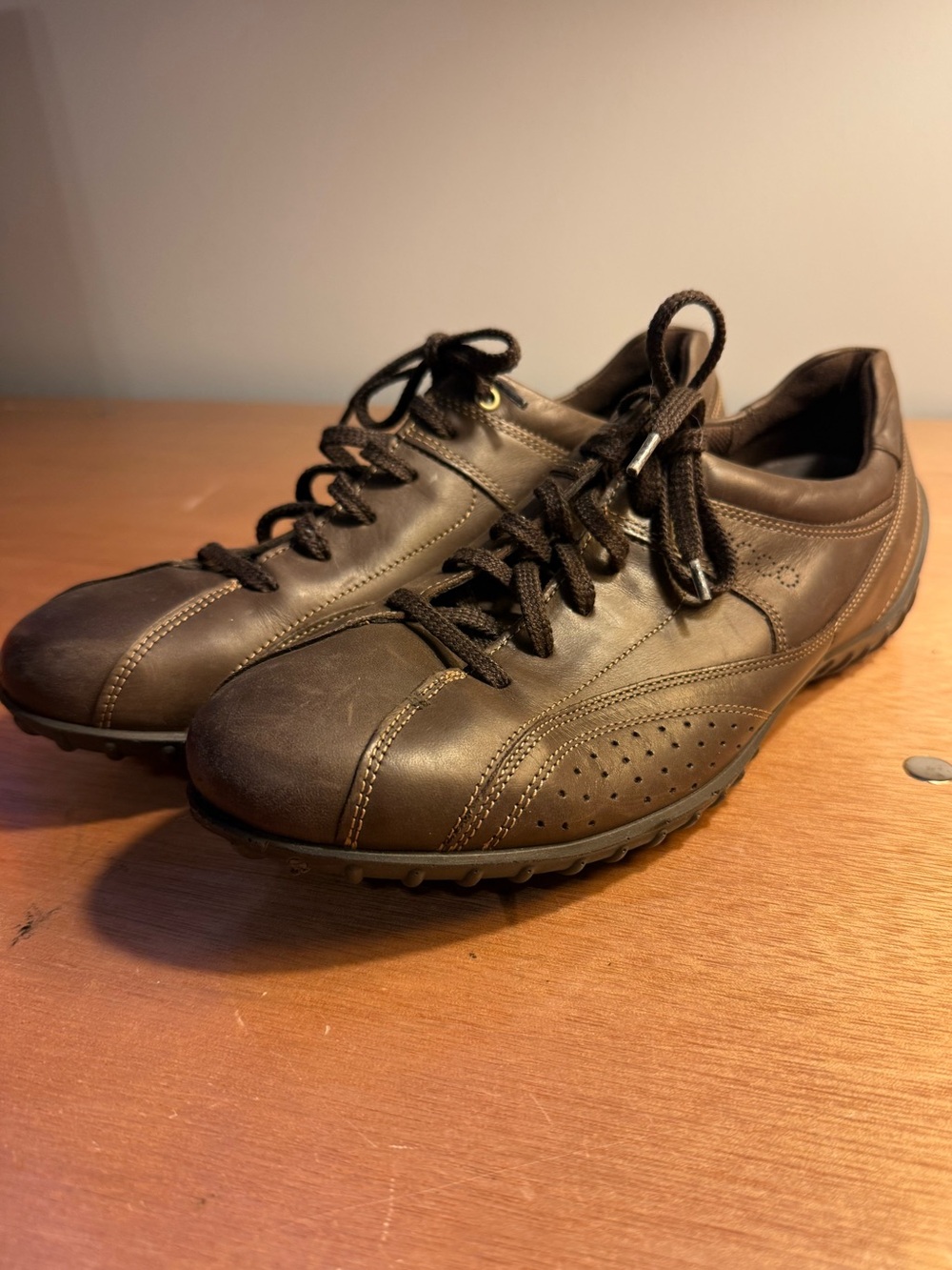 ECCO Lace Up Brown Leather Sneaker Size 10 EU Size 41
